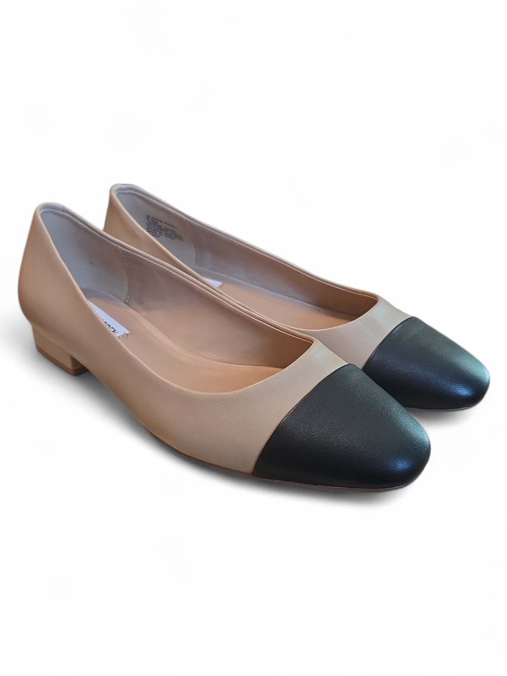 NWT Steve Madden Blair Two-Tone Cap-Toe Ballet Flats in Black & Nude Size 8.5